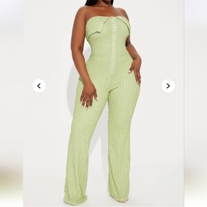 Sage Green Strapless Jumpsuit